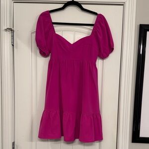TCEC Vibrant Pink Puff Sleeve Dress, Size S